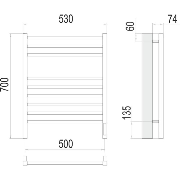 Полотенцесушитель электрический Terminus Сицилия П9 50х70. Фото 2