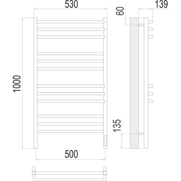 Полотенцесушитель электрический Terminus Соренто П12 50х100. Фото 2