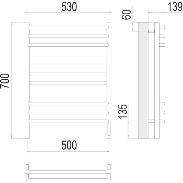 Полотенцесушитель электрический Terminus Соренто П9 50х70. Фото 2