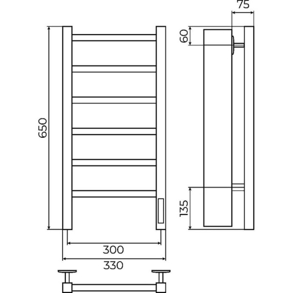 Полотенцесушитель электрический Terminus Ватикан П6 30х65. Фото 2