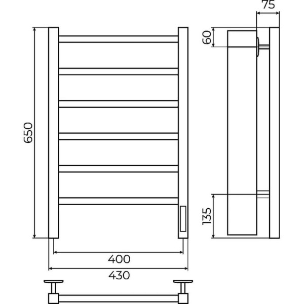 Полотенцесушитель электрический Terminus Ватикан П6 40х65. Фото 2