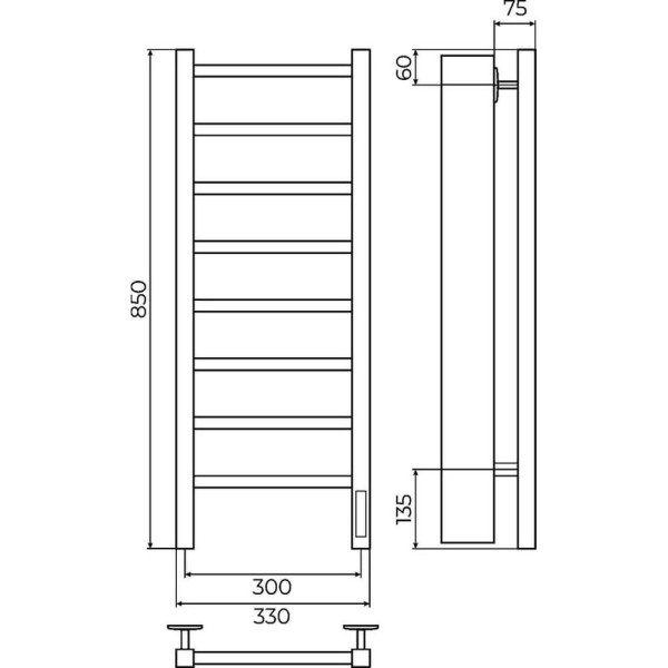 Полотенцесушитель электрический Terminus Ватикан П8 30х85. Фото 2