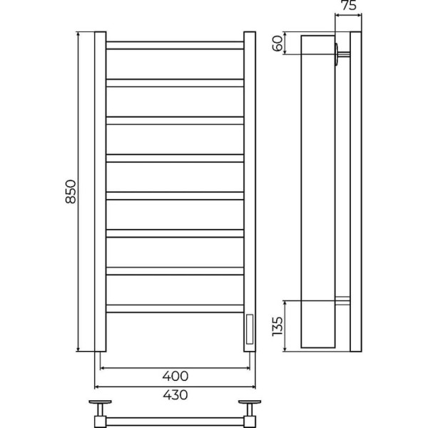 Полотенцесушитель электрический Terminus Ватикан П8 40х85. Фото 2