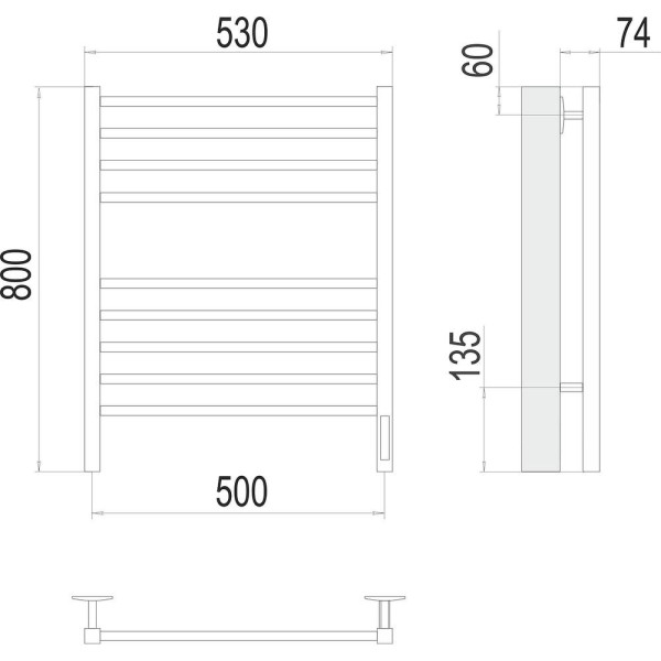Полотенцесушитель электрический Terminus Ватикан П8 50х80 КС, черный муар. Фото 2