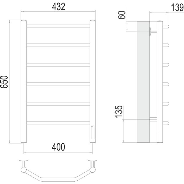 Полотенцесушитель электрический Terminus Виктория П6 40х65. Фото 2