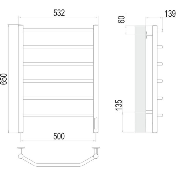 Полотенцесушитель электрический Terminus Виктория П6 50х65. Фото 2