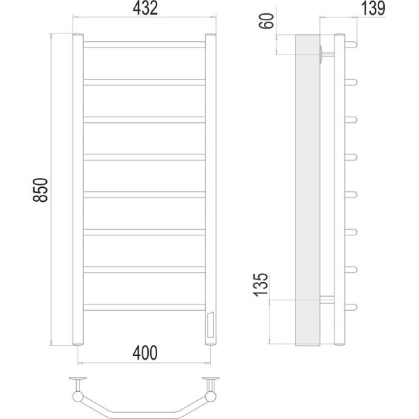 Полотенцесушитель электрический Terminus Виктория П8 40х85. Фото 2