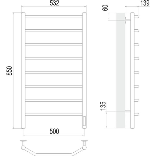 Полотенцесушитель электрический Terminus Виктория П8 50х85. Фото 2