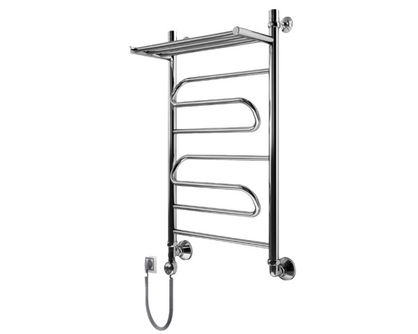 Полотенцесушитель Маргроид Вид 1 Лесенка с полкой форма 100х60 цвет Хром (B1Э10060сполкойправ). Фото 1