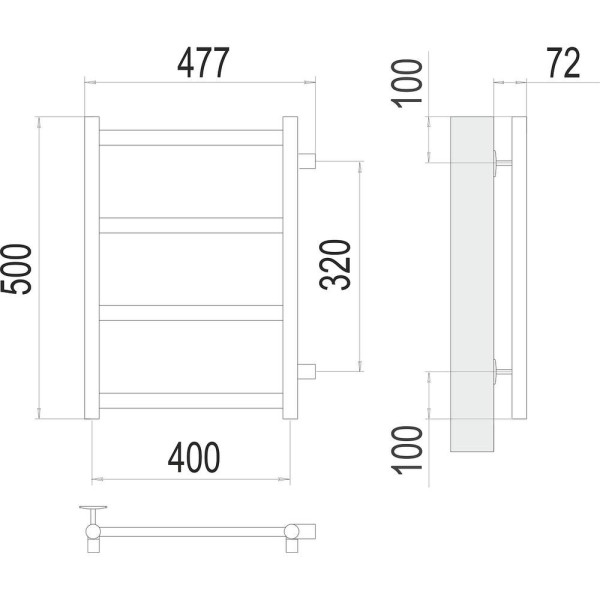 Полотенцесушитель водяной (боковое подключение) Terminus Аврора П4 40х50. Фото 2