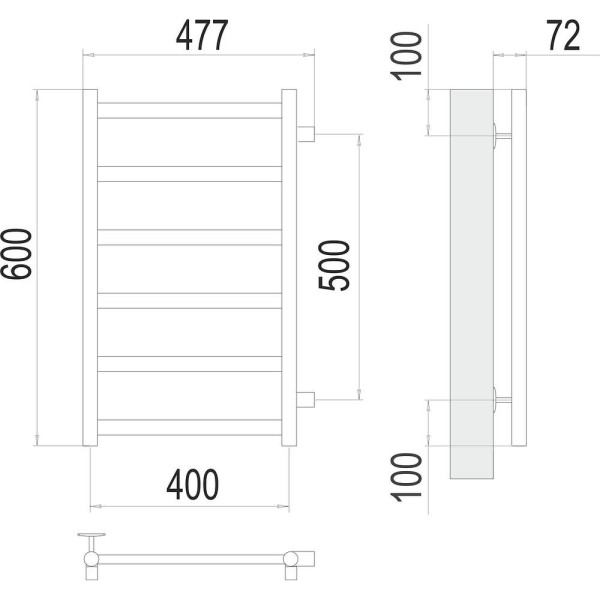 Полотенцесушитель водяной (боковое подключение) Terminus Аврора П6 40х60. Фото 2