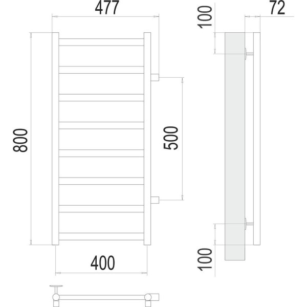 Полотенцесушитель водяной (боковое подключение) Terminus Аврора П8 40х80. Фото 2