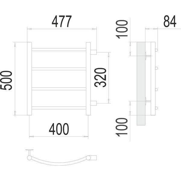 Полотенцесушитель водяной (боковое подключение) Terminus Классик П4 40х50. Фото 2