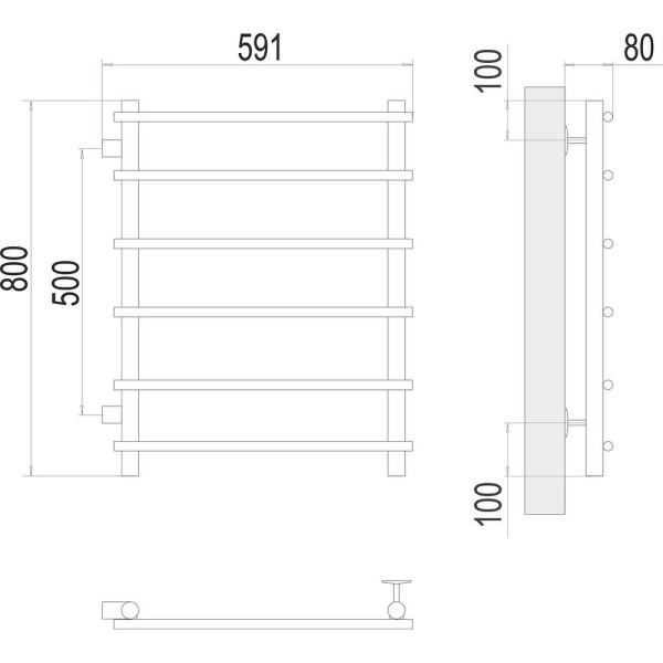 Полотенцесушитель водяной (боковое подключение) Terminus Квинта П6 50х80. Фото 2