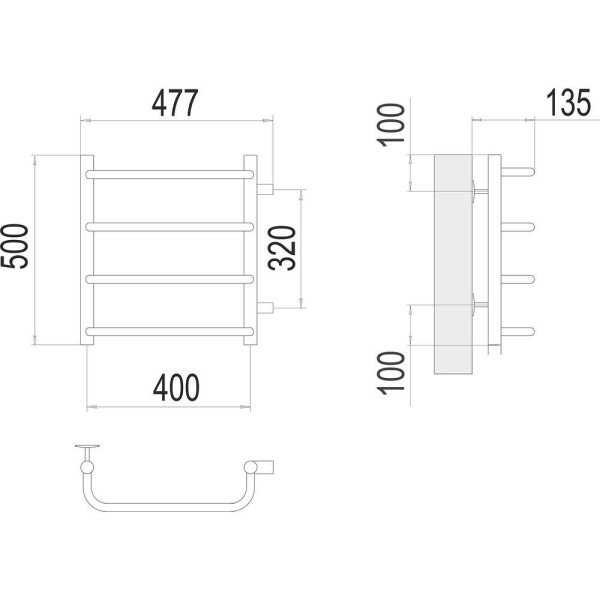 Полотенцесушитель водяной (боковое подключение) Terminus Стандарт П4 40х50. Фото 2
