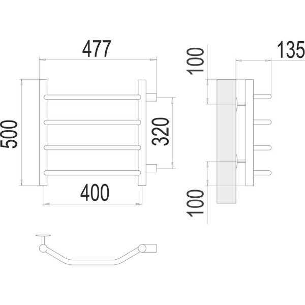 Полотенцесушитель водяной (боковое подключение) Terminus Виктория П4 40х50. Фото 2