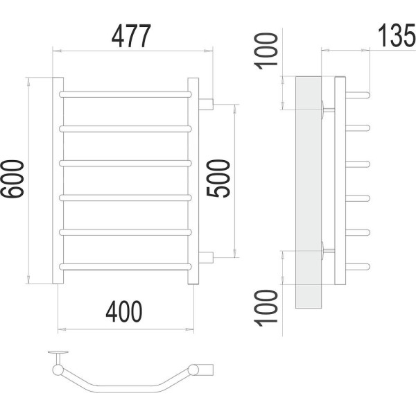 Полотенцесушитель водяной (боковое подключение) Terminus Виктория П6 40х60. Фото 2