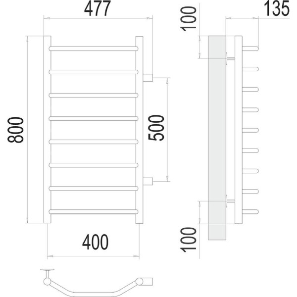 Полотенцесушитель водяной (боковое подключение) Terminus Виктория П8 40х80. Фото 2