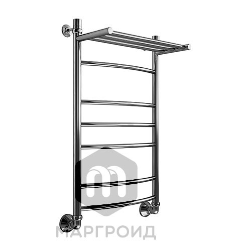 Полотенцесушитель водяной Маргроид Вид 5 с полкой форма лесенка 80х50, цвет Хром (B5сполкой8050). Фото 1
