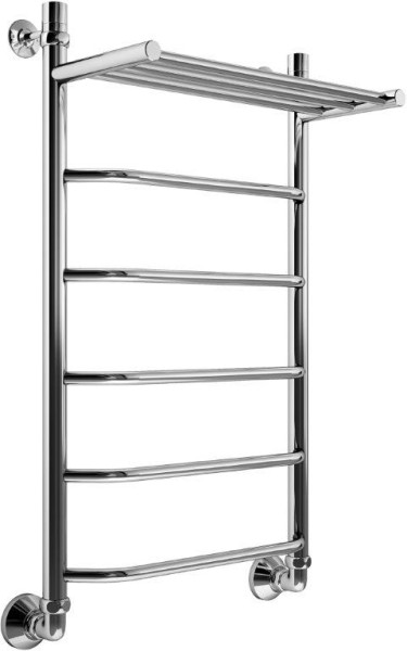 Полотенцесушитель водяной Маргроид Вид 6 с полкой форма лесенка 80х60, цвет Хром (B68060сполкой). Фото 1