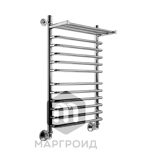 Полотенцесушитель водяной Маргроид Вид 9 Премиум форма лесенка 80х50, цвет Хром (B9П+полка8050). Фото 1