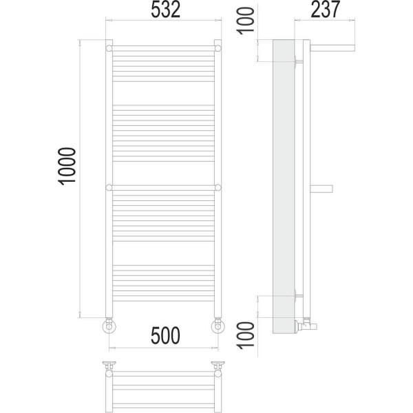 Полотенцесушитель водяной с 2 полками Terminus Аврора П20 50х100. Фото 2