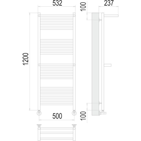 Полотенцесушитель водяной с 2 полками Terminus Аврора П22 50х120. Фото 2