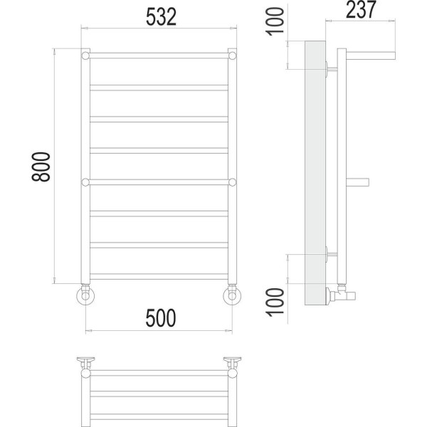 Полотенцесушитель водяной с полкой Terminus Анкона П8 50х80. Фото 2
