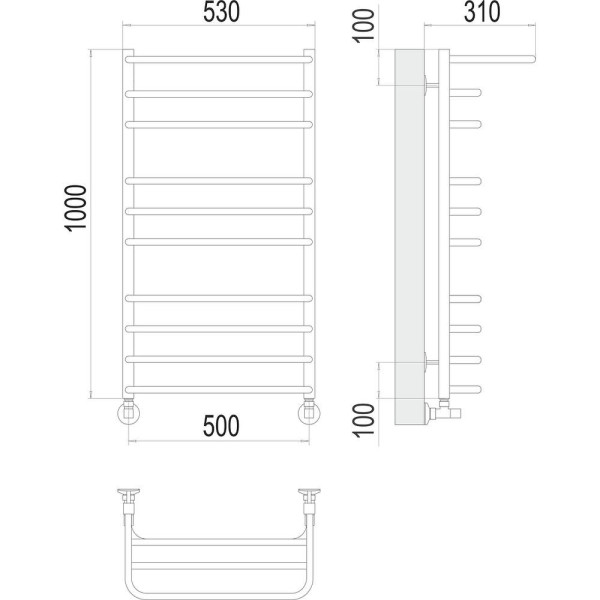 Полотенцесушитель водяной с полкой Terminus Арктур П10 50х100. Фото 2