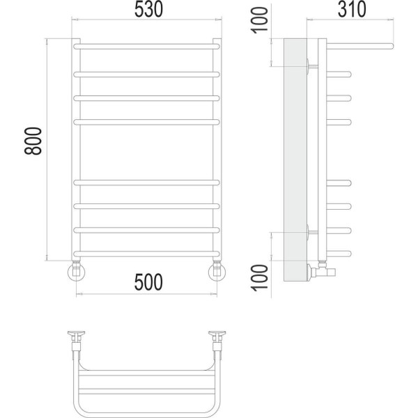 Полотенцесушитель водяной с полкой Terminus Арктур П8 50х80. Фото 2
