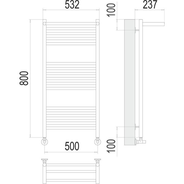 Полотенцесушитель водяной с полкой Terminus Аврора П16 50х80. Фото 2