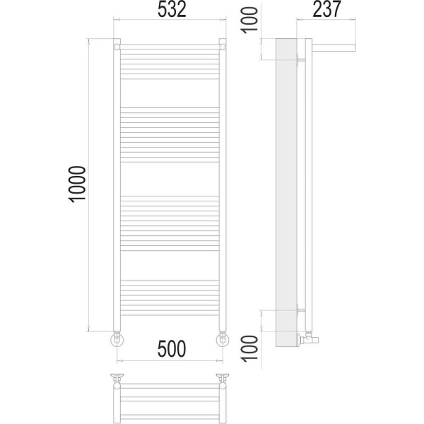 Полотенцесушитель водяной с полкой Terminus Аврора П20 50х100. Фото 2