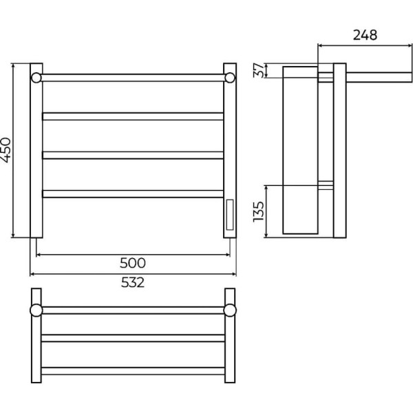 Полотенцесушитель водяной с полкой Terminus Аврора П4 50х45. Фото 2