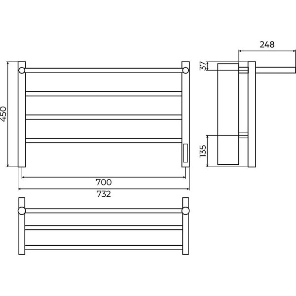 Полотенцесушитель водяной с полкой Terminus Аврора П4 70х45. Фото 2