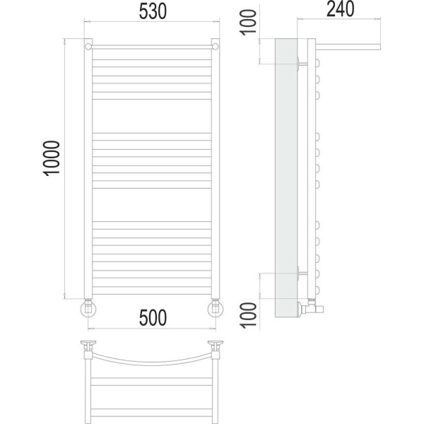 Полотенцесушитель водяной с полкой Terminus Енисей П13 50х100. Фото 2