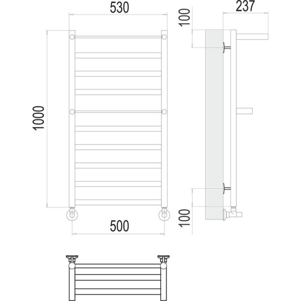 Полотенцесушитель водяной с полкой Terminus Хендрикс П10 50х100. Фото 2