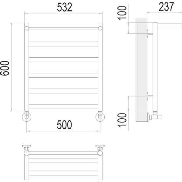 Полотенцесушитель водяной с полкой Terminus Хендрикс П6 50х60. Фото 2