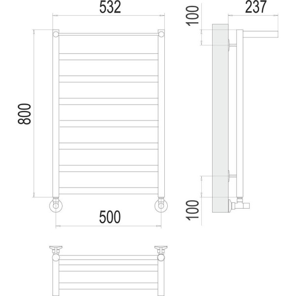 Полотенцесушитель водяной с полкой Terminus Хендрикс П8 50х80. Фото 2