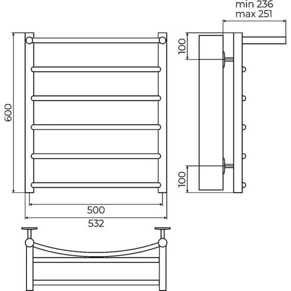 Полотенцесушитель водяной с полкой Terminus Классик П6 50х60. Фото 2