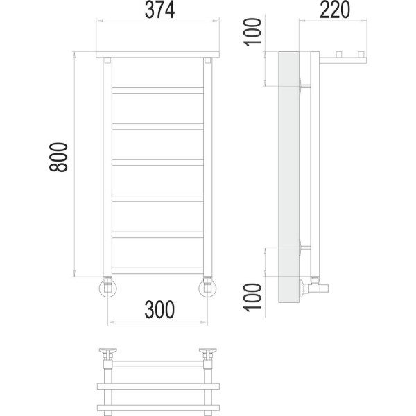 Полотенцесушитель водяной с полкой Terminus Контур П7 30х80. Фото 2