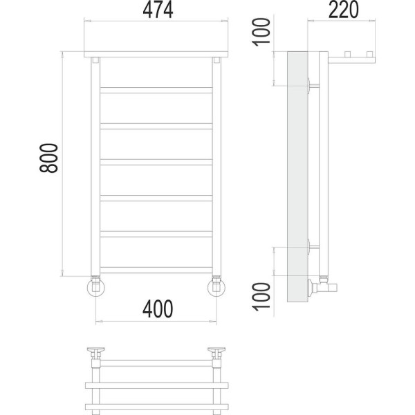 Полотенцесушитель водяной с полкой Terminus Контур П7 40х80. Фото 2