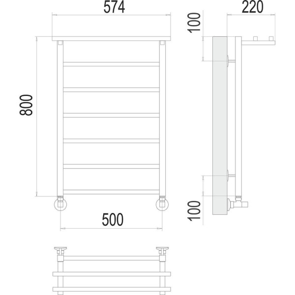 Полотенцесушитель водяной с полкой Terminus Контур П7 50х80. Фото 2
