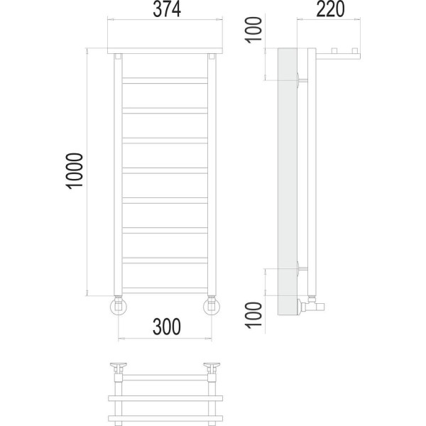 Полотенцесушитель водяной с полкой Terminus Контур П9 30х100. Фото 2