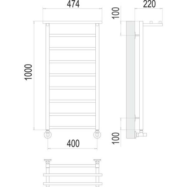 Полотенцесушитель водяной с полкой Terminus Контур П9 40х100. Фото 2
