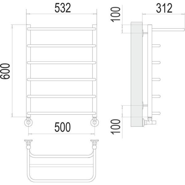 Полотенцесушитель водяной с полкой Terminus Полка П6 50х60. Фото 2