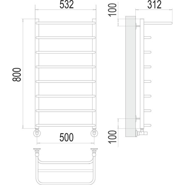 Полотенцесушитель водяной с полкой Terminus Полка П8 50х80. Фото 2