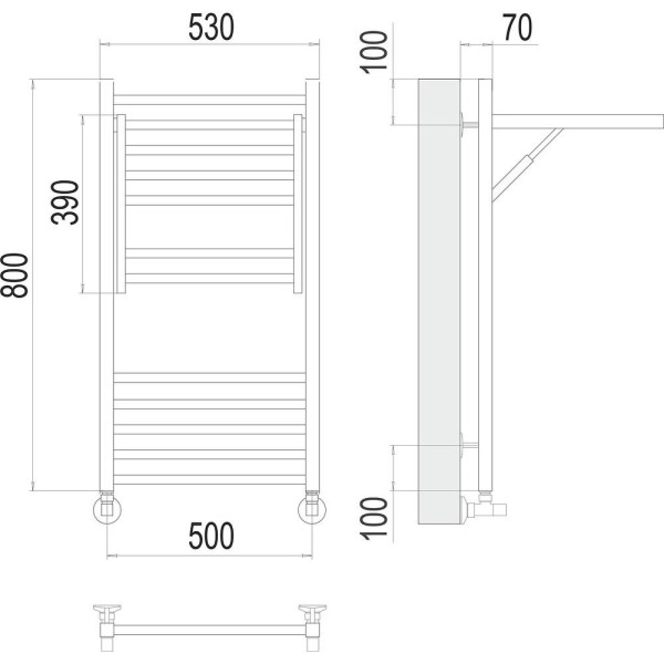 Полотенцесушитель водяной с полкой Terminus Валенсия П12 50х80. Фото 2