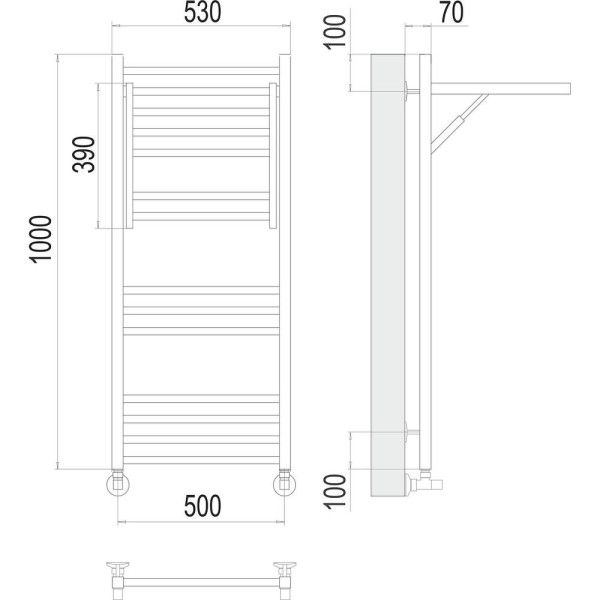 Полотенцесушитель водяной с полкой Terminus Валенсия П14 50х100. Фото 2
