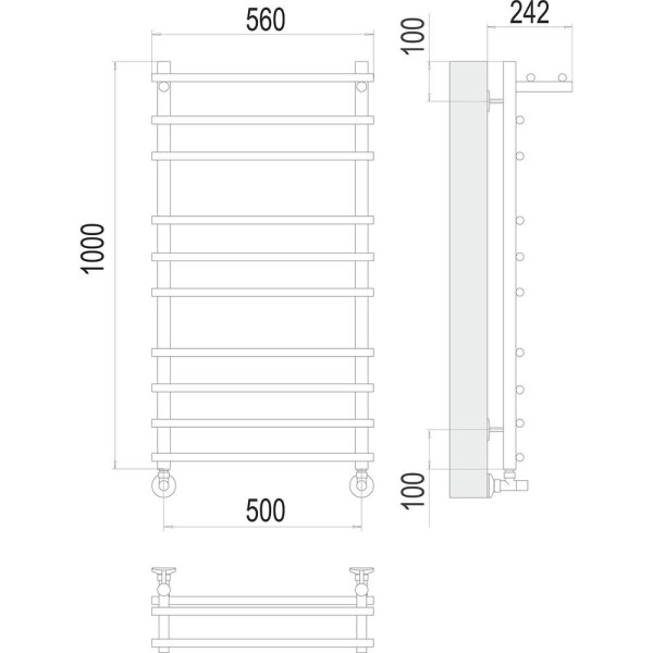 Полотенцесушитель водяной с полкой Terminus Ватра П10 50х100. Фото 2
