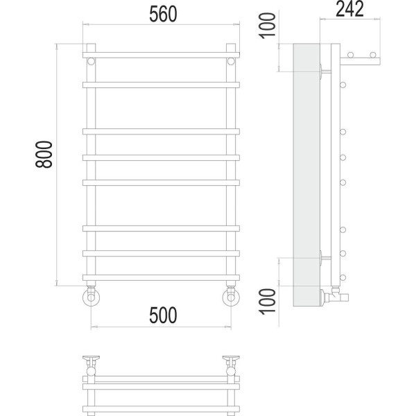 Полотенцесушитель водяной с полкой Terminus Ватра П8 50х80. Фото 2
